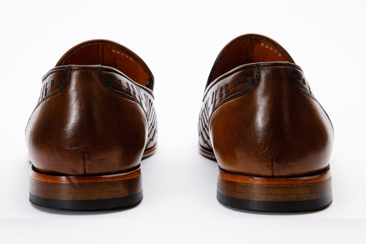 Vinci Leather The Meram Brown Leather Tassel Slip-On Loafer Men Shoe – product view 3