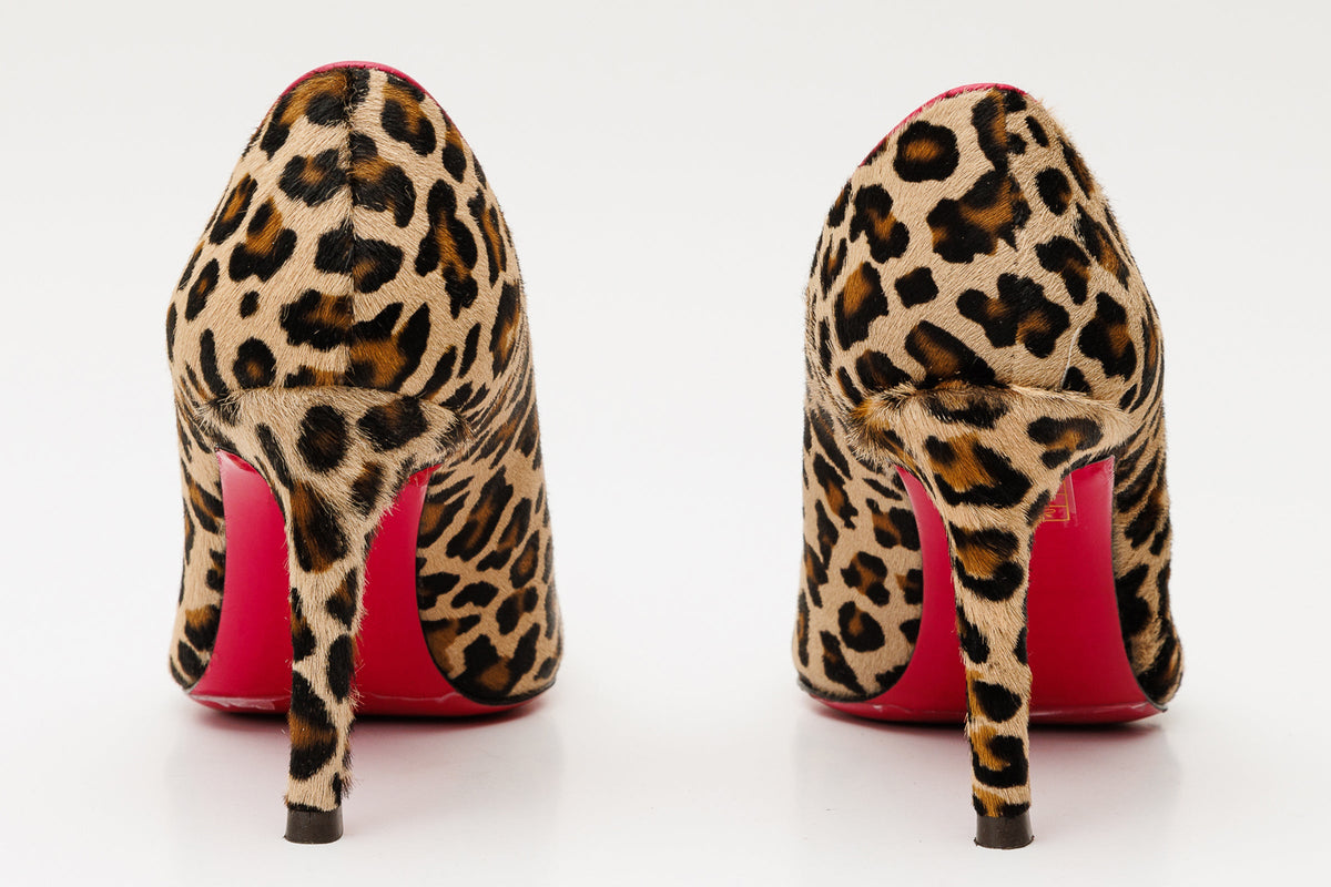 Vinci Leather The Olbia Leopard Leather Pump Fuchsia Sole Women Shoe – product view 3