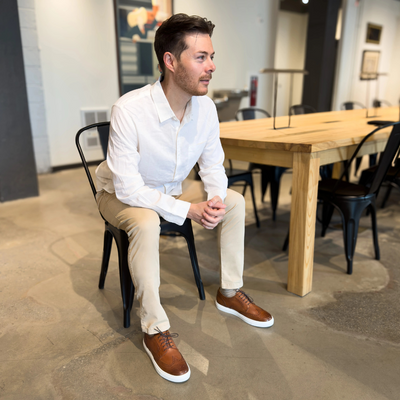 Men's Don Giovanni Wingtips - Cognac w/ White Sole – product view 5