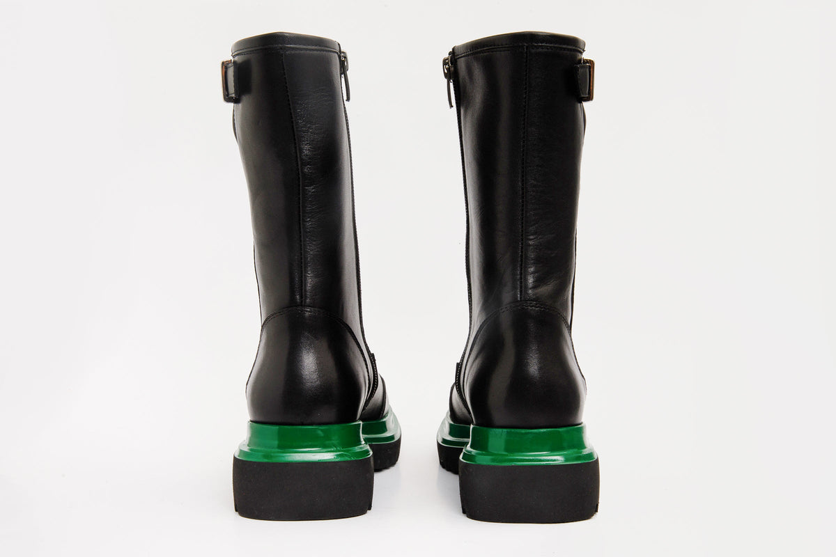 Vinci Leather The Yako Black Leather Mid Calf Women Boot Final Sale! – product view 4