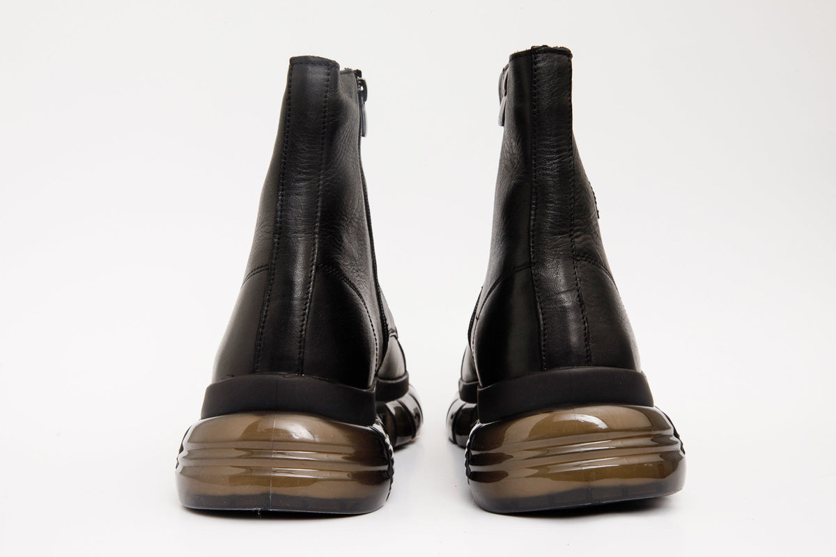 Vinci Leather The Ottova Black Leather Lace-Up Sneaker Men Boot with a Zipper – product view 5