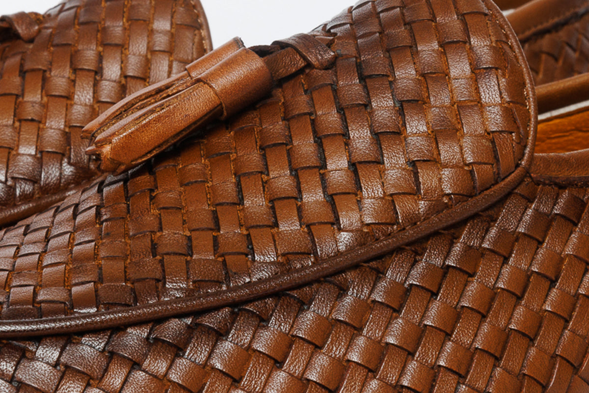 Vinci Leather The Mclean Shoe Tan Woven Tassel Loafer Men  Shoe – product view 3