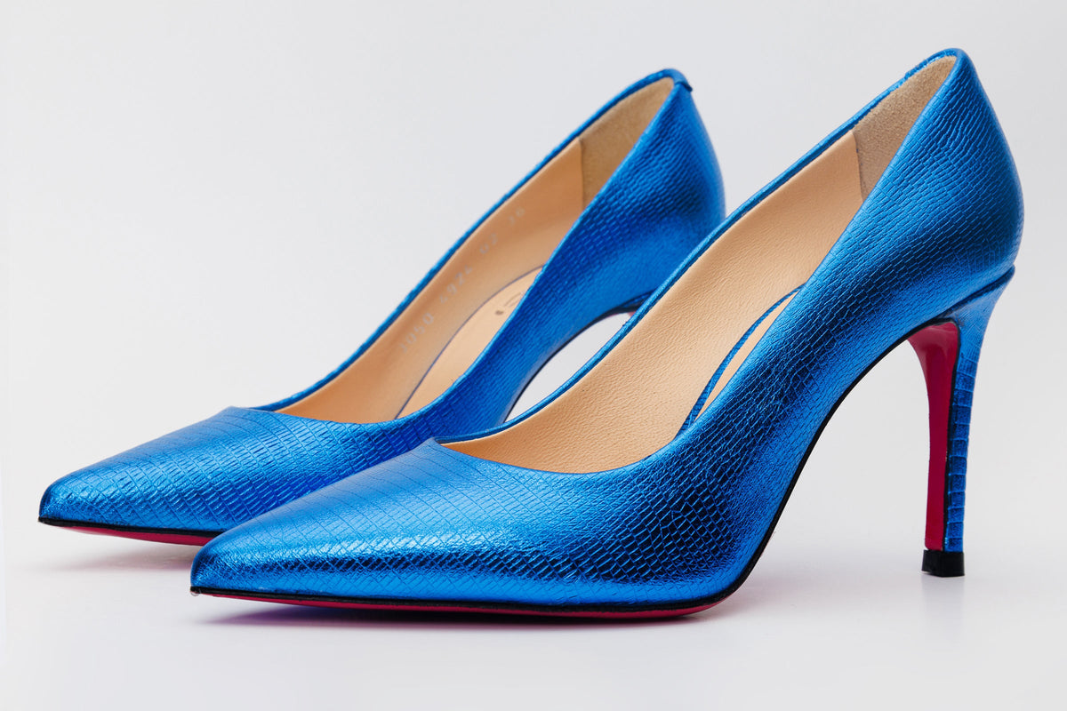 Vinci Leather The Maple Sax Blue Leather Pump Fuchsia Sole Women Shoe – product view 2