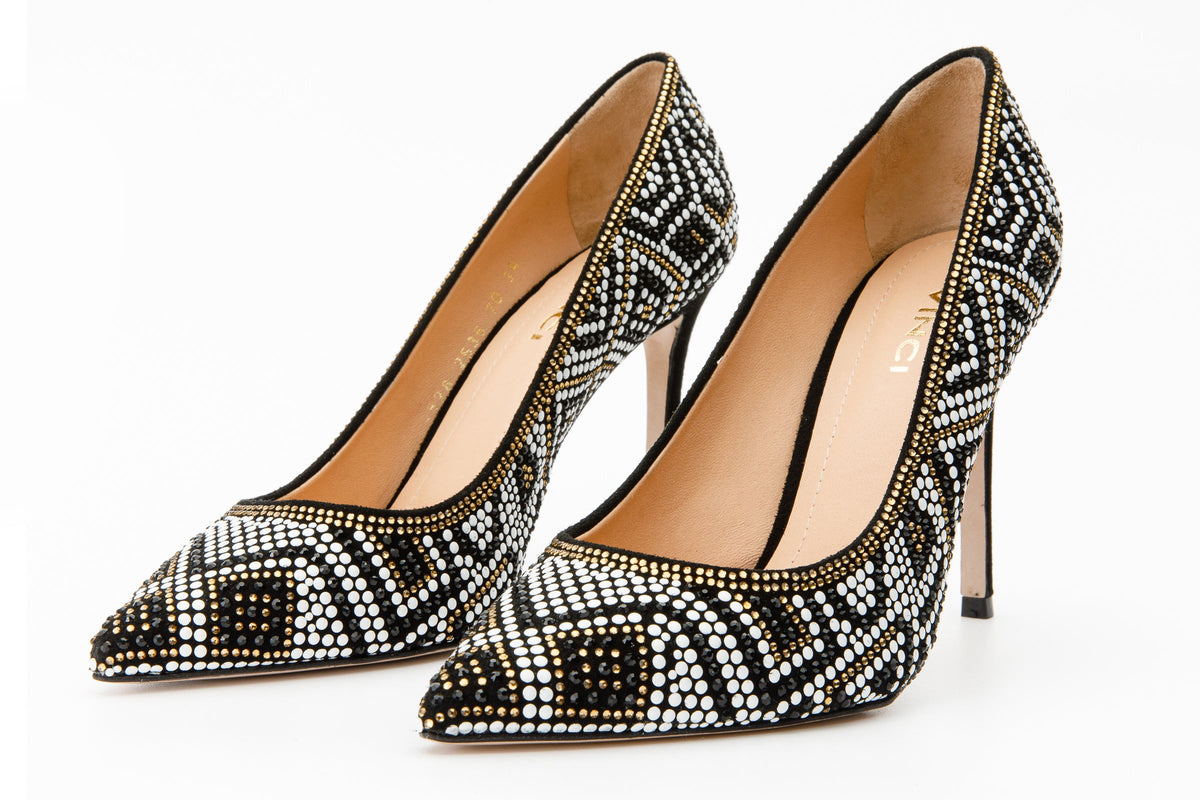 Vinci Leather The Nampula Black Glitter Leather Pump Women Shoe – product view 2