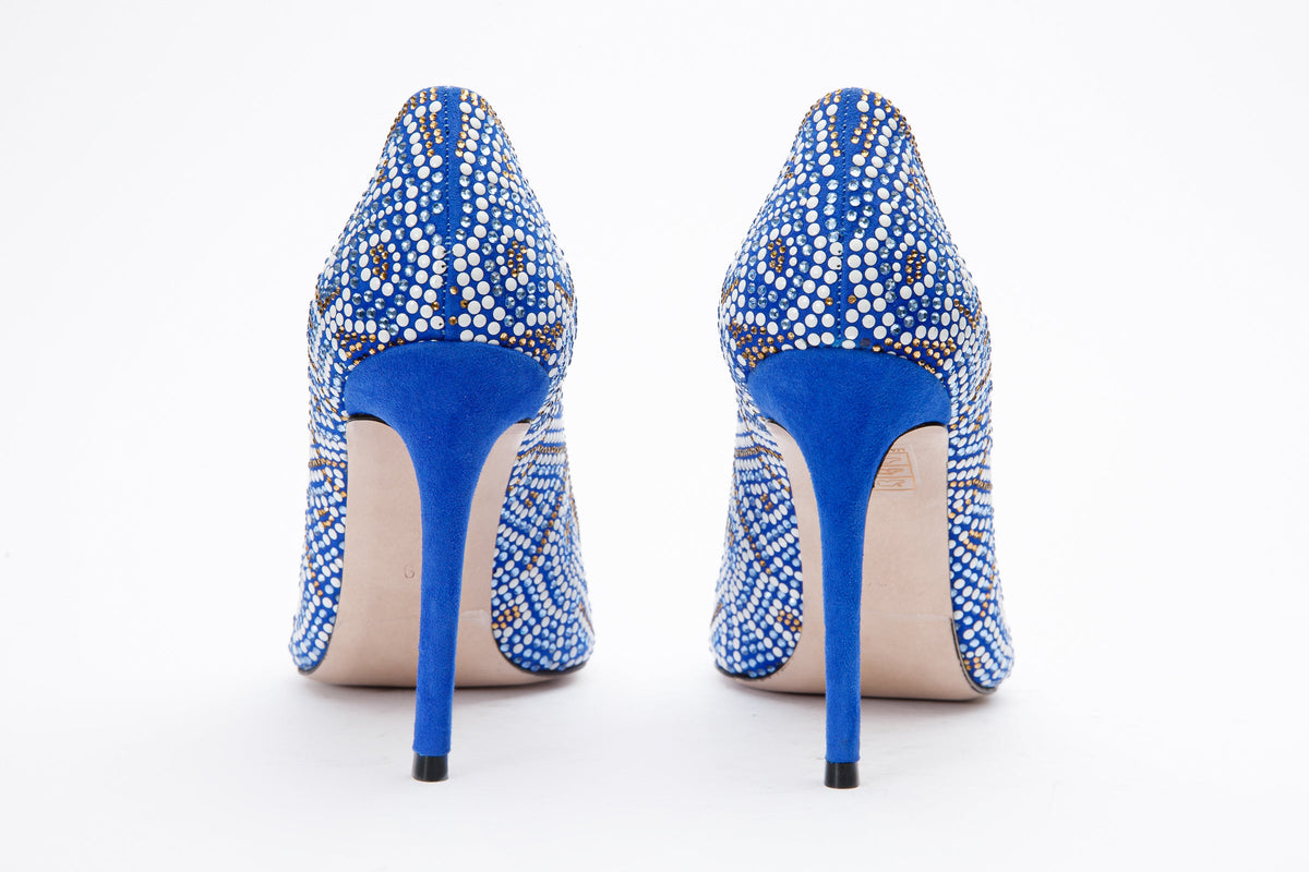 Vinci Leather The Nampula Sax Blue Glitter Leather Pump Women Shoe – product view 3