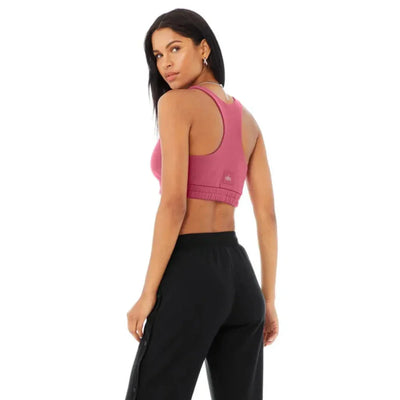 Alo Yoga Small French Terry Scoop Neck Women's Hoodie — Raspberry Sorbet
