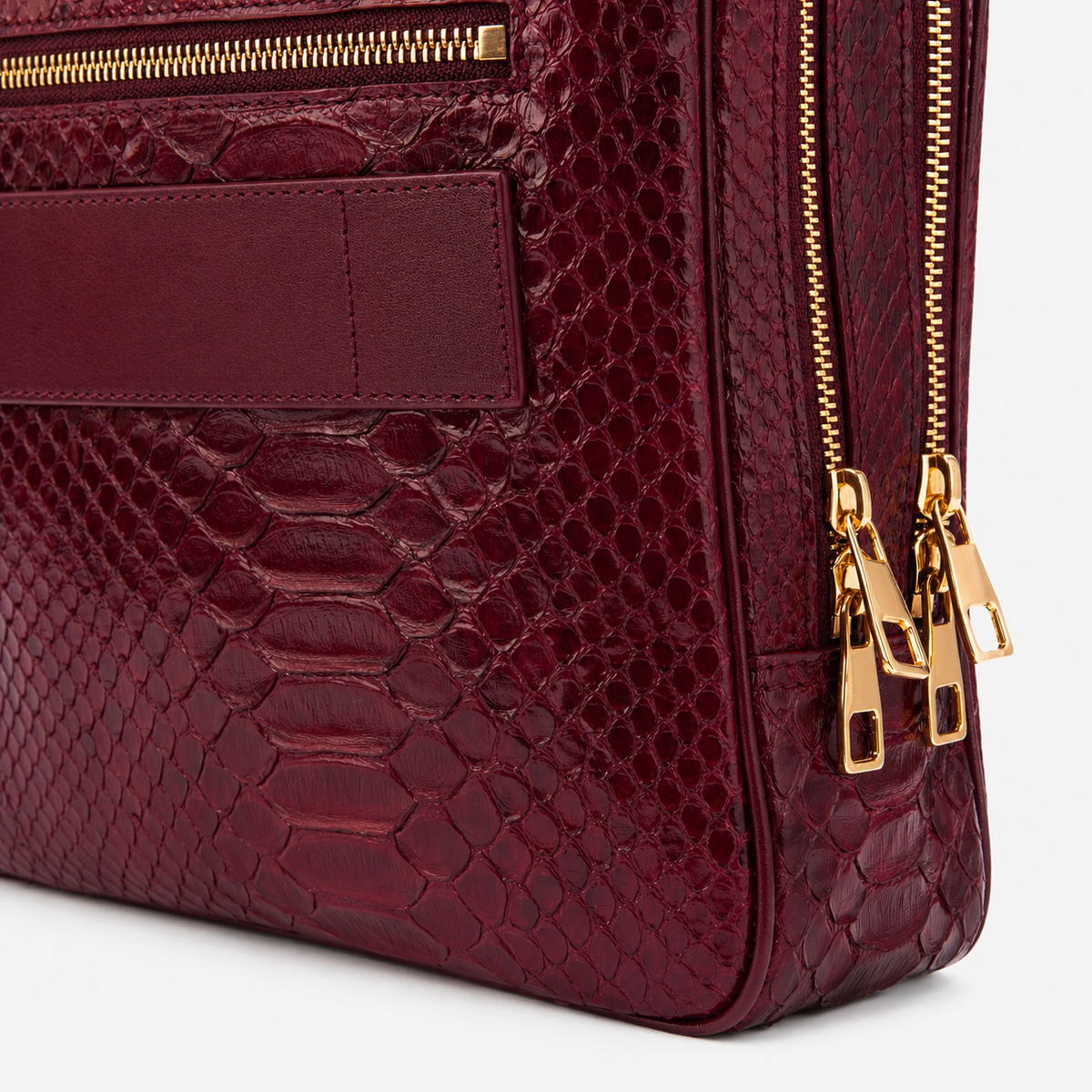 The Cortona Burgundy Python Leather Men’s Laptop Briefcase