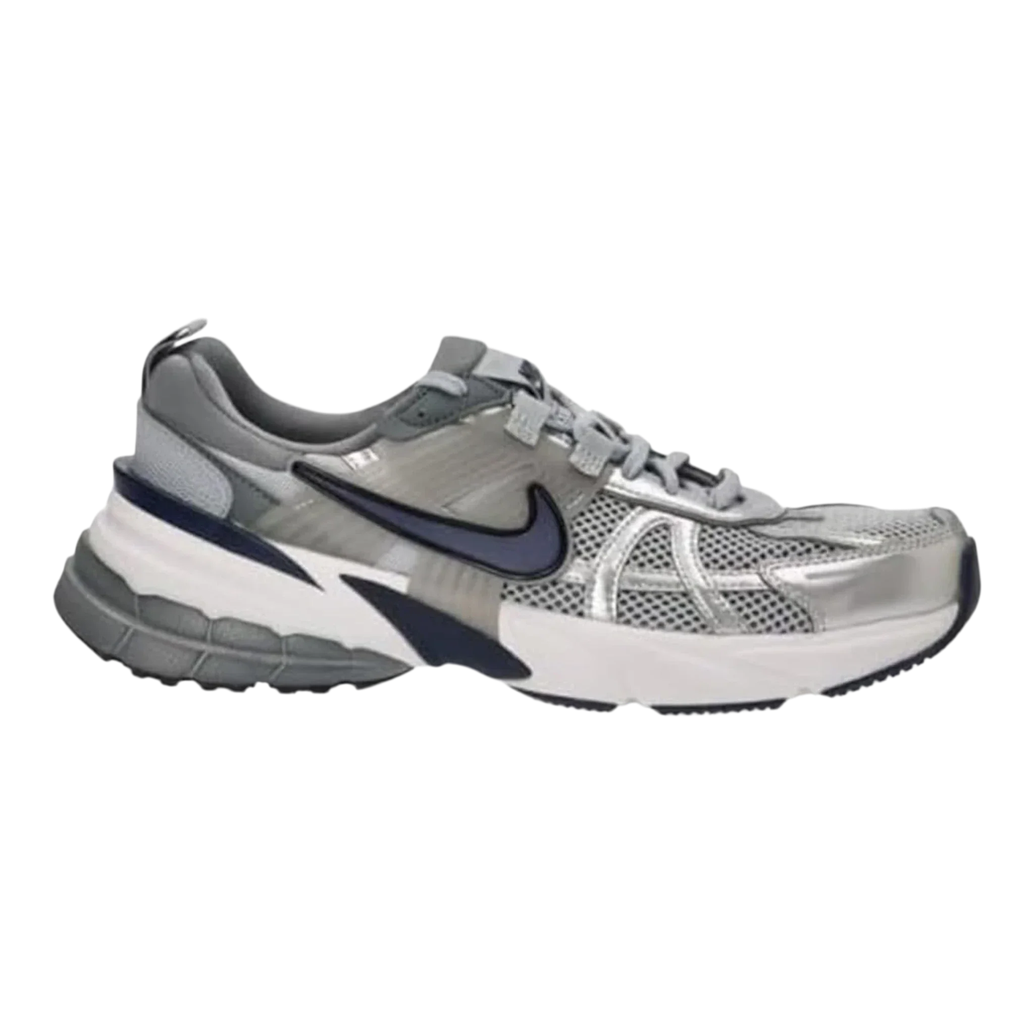 Nike V2K Run Women's Sneakers — Wolf Grey/Navy Mesh Low-Top