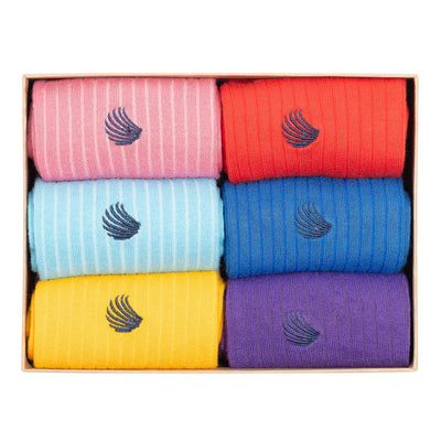 Men’s Bamboo Dress Socks 6-Pack Gift Box, Bright Colors