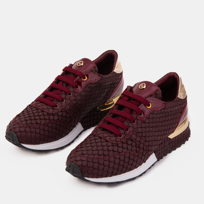 Vinci Leather Shoes The Scarlet Burgundy Leather Women Sneaker