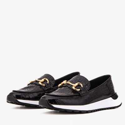 Vinci Leather The Milan Black Croc-Embossed Patent Leather Women Sneaker – product view 4