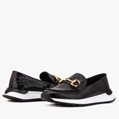Vinci Leather The Milan Black Croc-Embossed Patent Leather Women Sneaker – product view 6