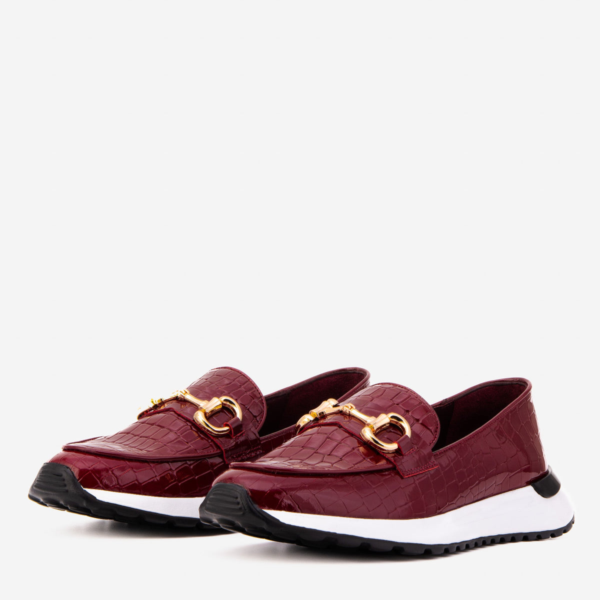 Vinci Leather The Milan Burgundy Croc-Embossed Patent Leather Women Sneaker – product view 2