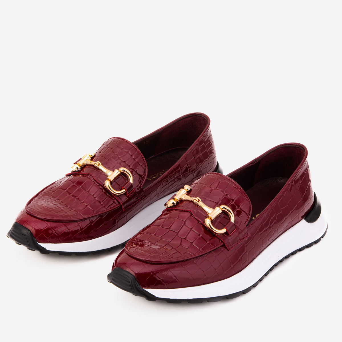 Vinci Leather The Milan Burgundy Croc-Embossed Patent Leather Women Sneaker – product view 5