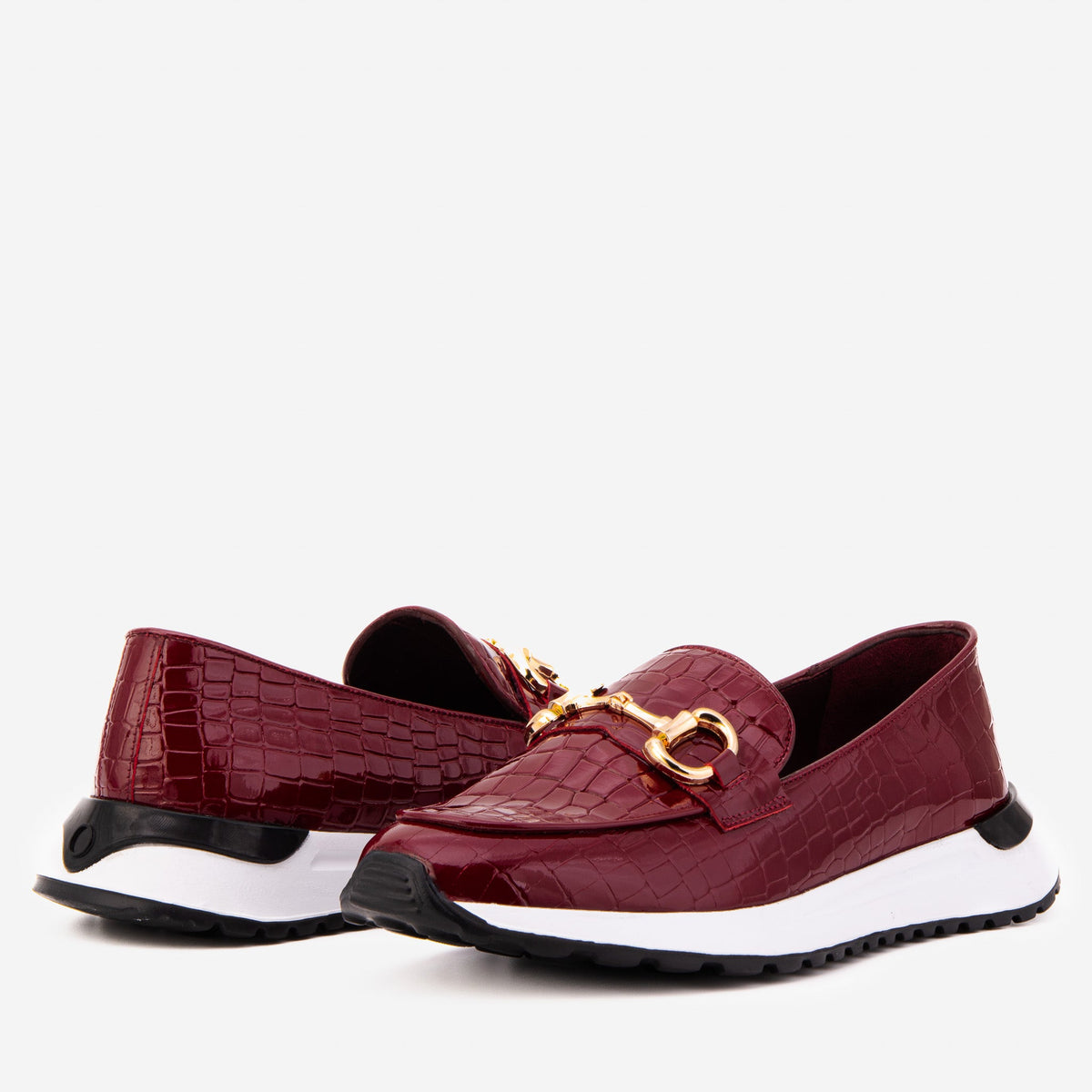 Vinci Leather The Milan Burgundy Croc-Embossed Patent Leather Women Sneaker – product view 7