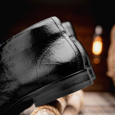 Zelli Italia Men's 43-594-BLK MARCO Ostrich Quill Chukka Boot, Black