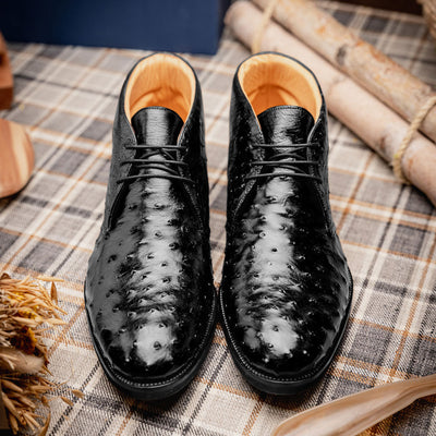 Zelli Italia Men's 43-594-BLK MARCO Ostrich Quill Chukka Boot, Black