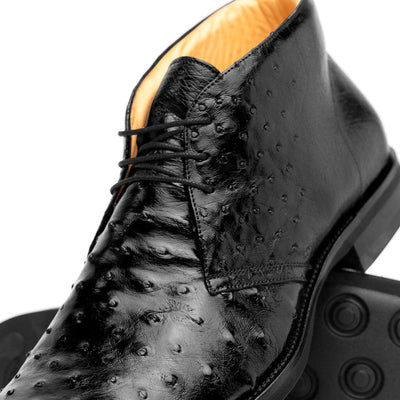 Zelli Italia Men's 43-594-BLK MARCO Ostrich Quill Chukka Boot, Black