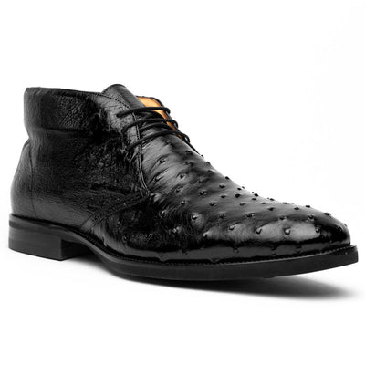 Zelli Italia Men's 43-594-BLK MARCO Ostrich Quill Chukka Boot, Black