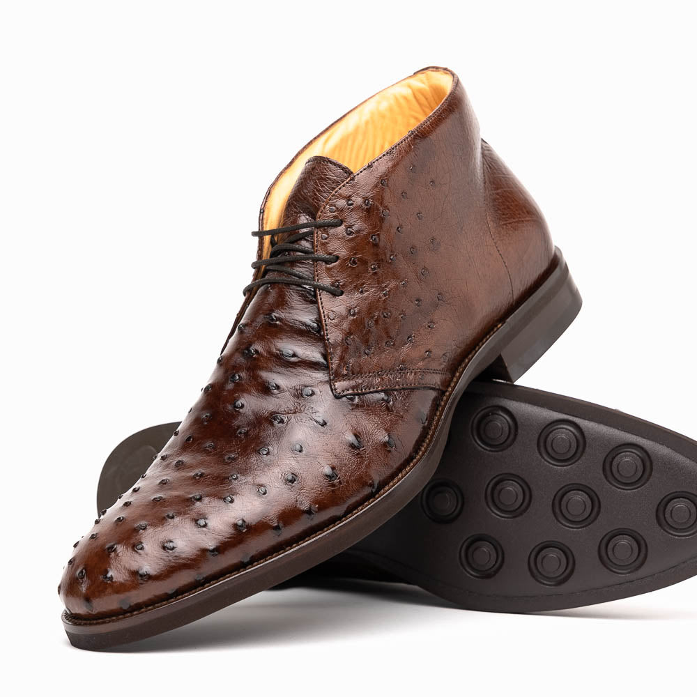 Zelli Italia Men's 43-594-BRN MARCO Ostrich Quill Chukka Boot, Brown