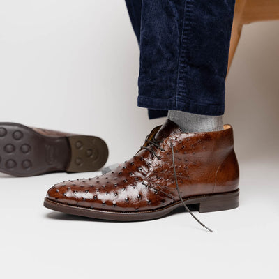 Zelli Italia Men's 43-594-BRN MARCO Ostrich Quill Chukka Boot, Brown