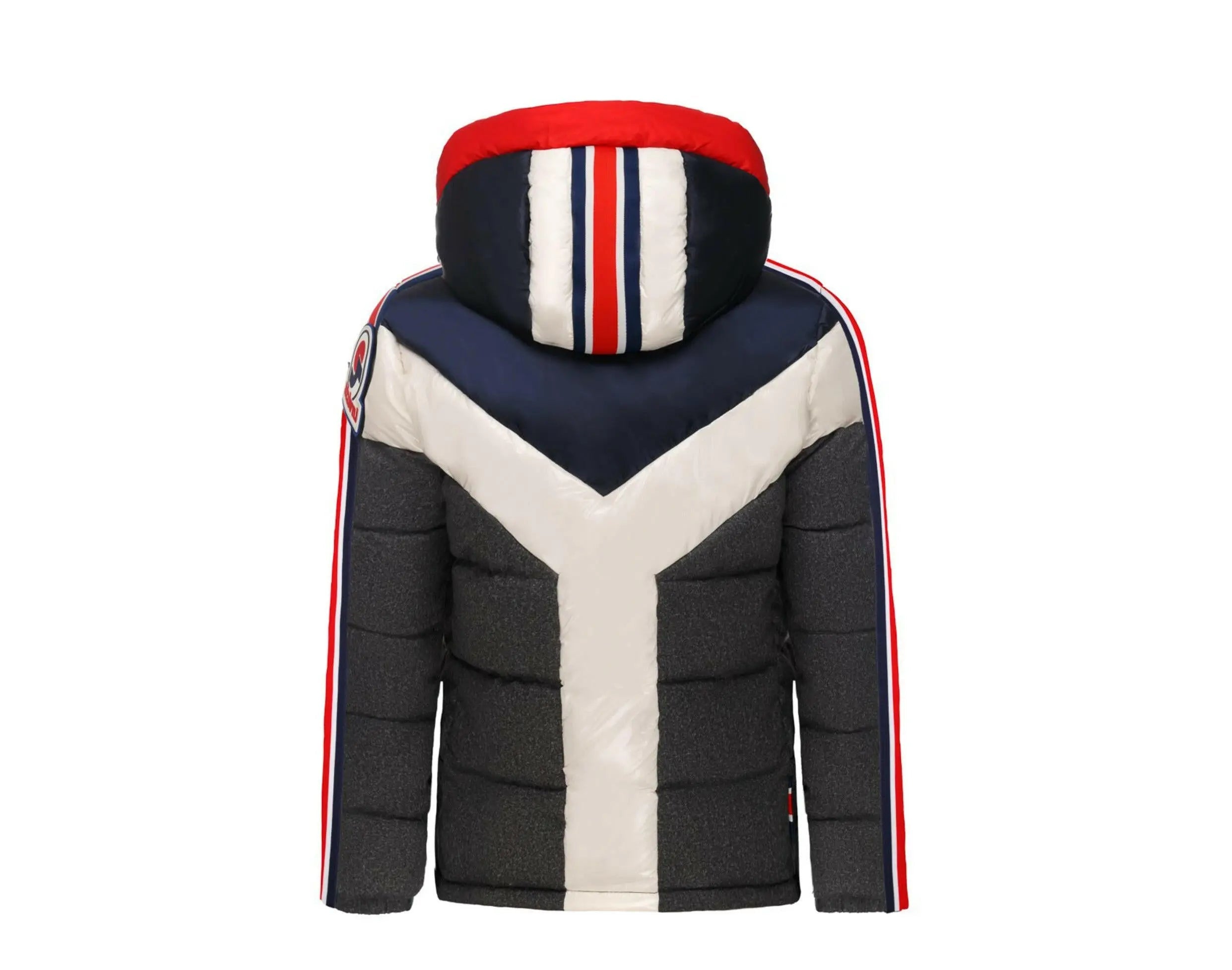 Invicta Claudia Shiny Contrast Colors Women Puffer Jacket Grey/Navy/Red