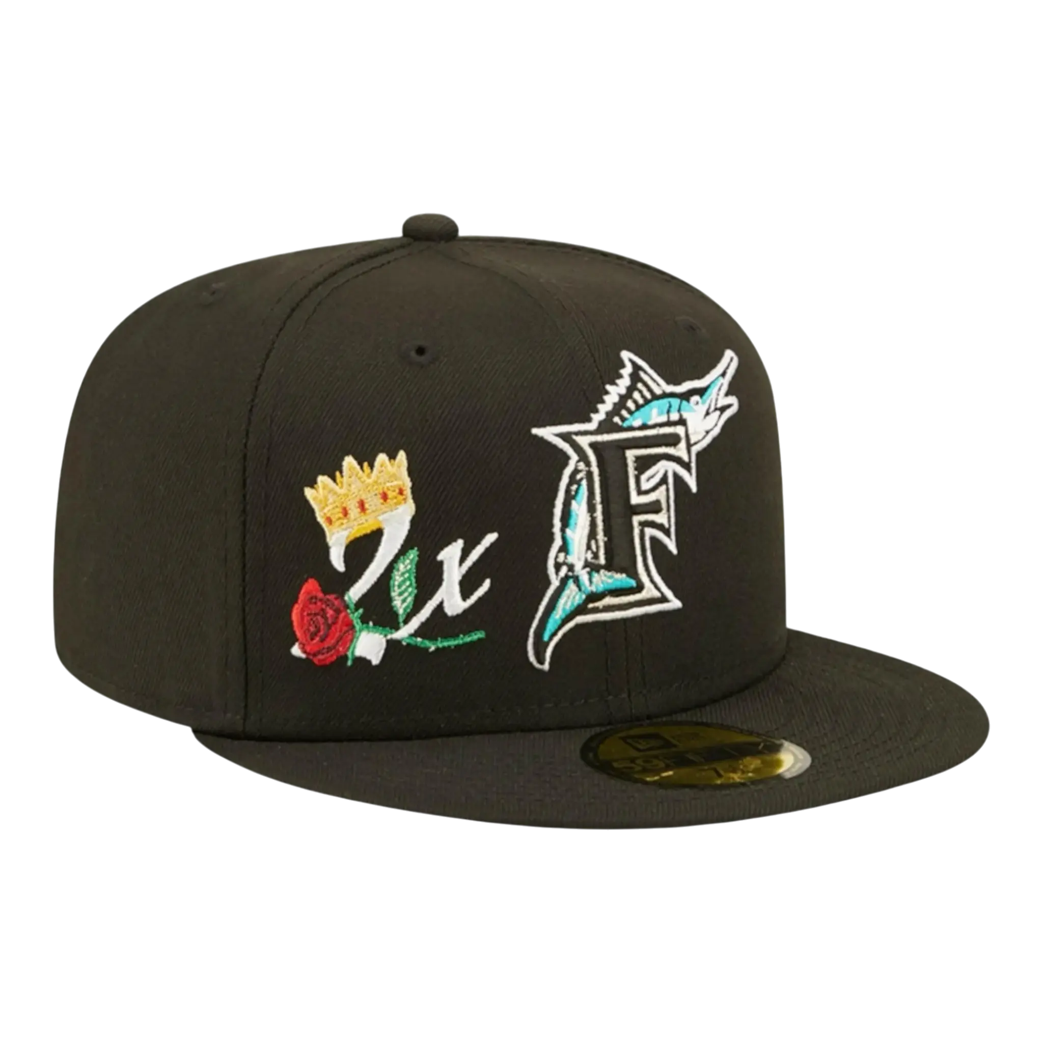 New Era Crown Champs WS 59Fifty Florida Marlins Men Fitted Hat Black