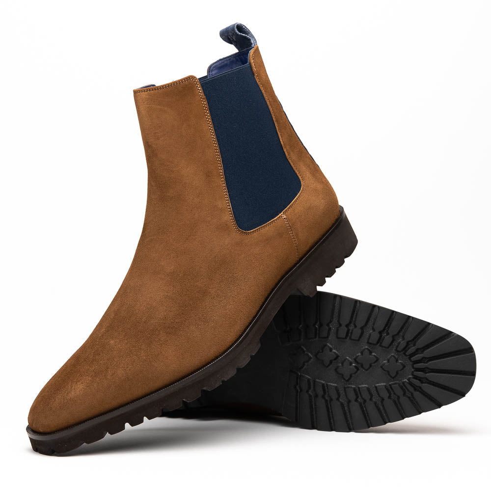 Zelli Italia Men's 46-210-CGN GIANNA Suede Chelsea Boot, Cognac