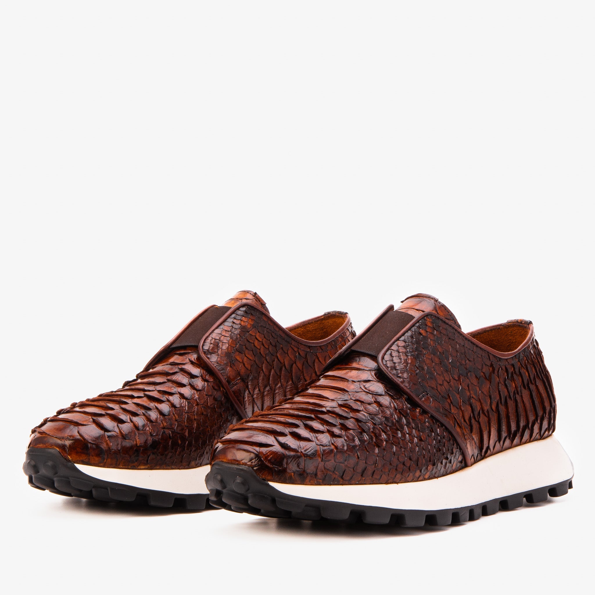 The Obsidian Tan  Python Leather Men Sneaker