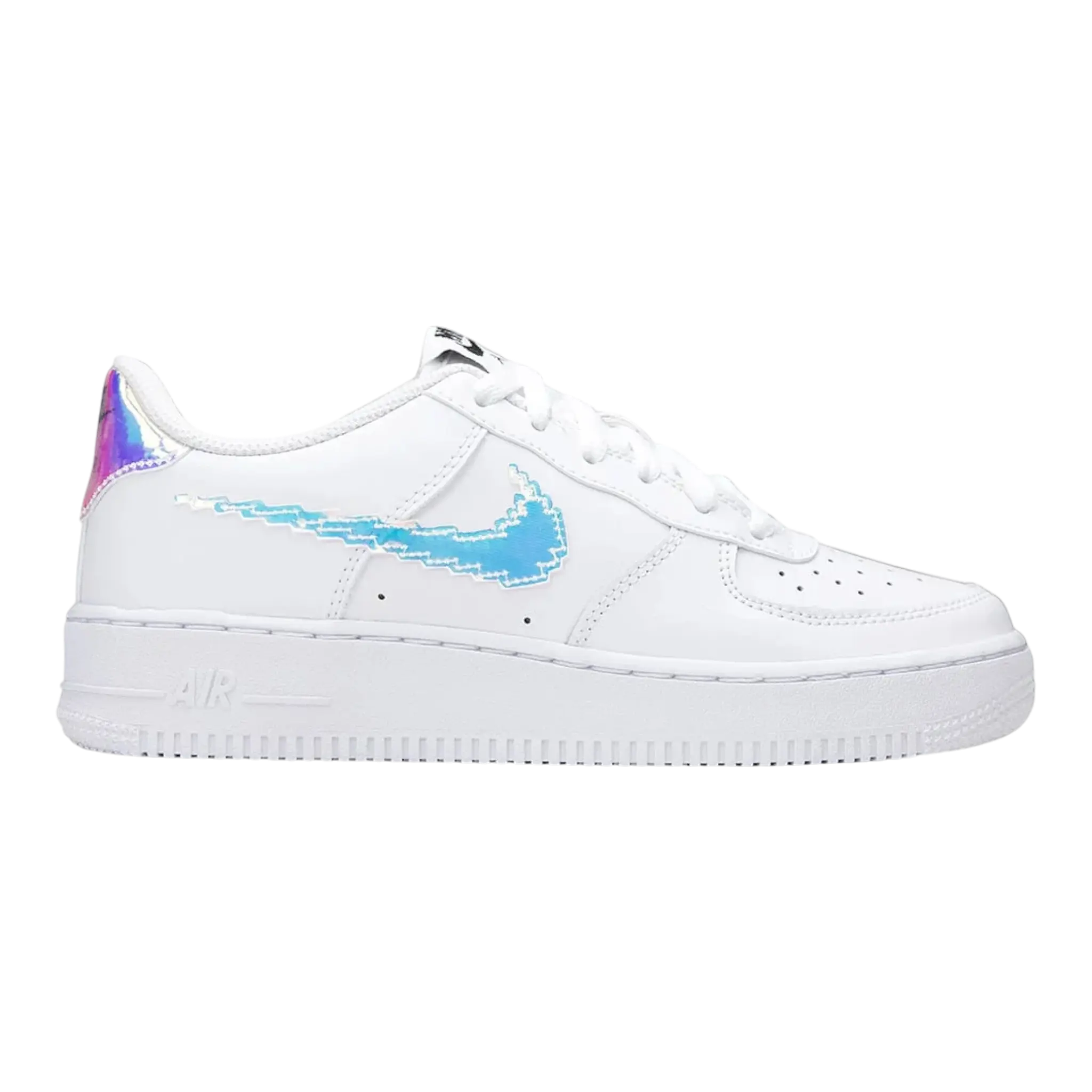 Nike Air Force 1 LV8 Digital Swoosh Big Kids Basketball Shoes White/Multi‑Color‑Black