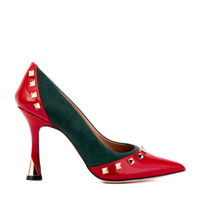 Vinci Leather The Bella Vita Studded Red & Green Leather Pump Women Shoe – product view 1