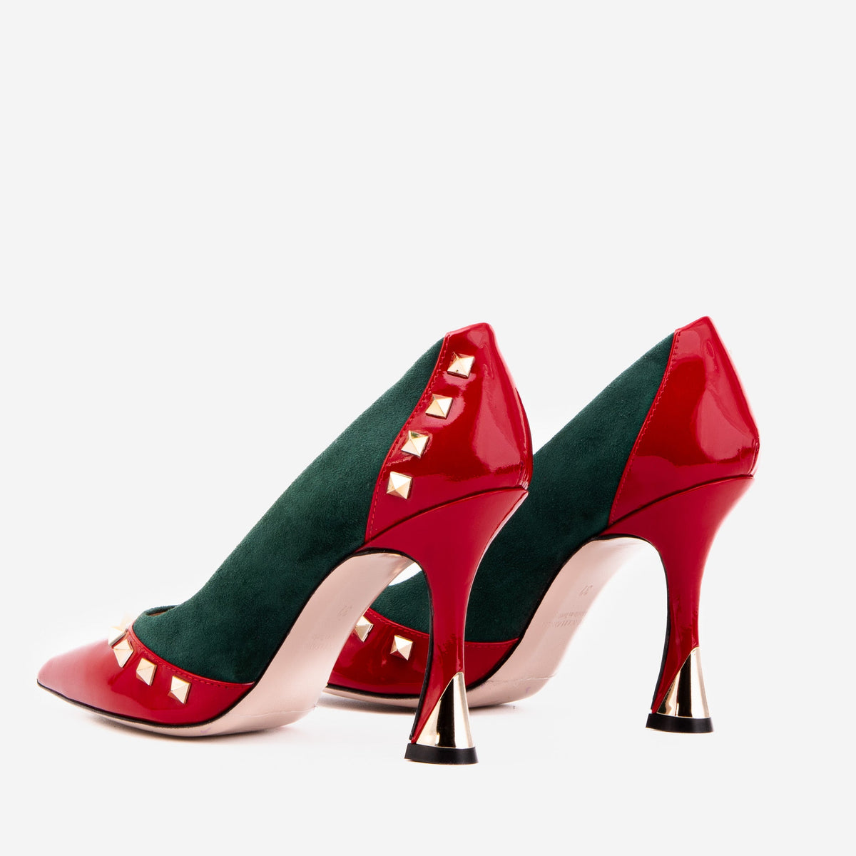 Vinci Leather The Bella Vita Studded Red & Green Leather Pump Women Shoe – product view 6