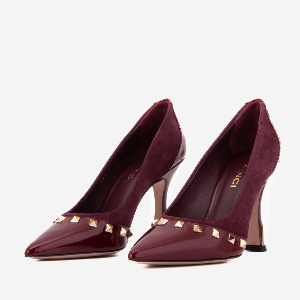 Vinci Leather The Bella Vita Studded Burgundy Leather Pump Women Shoe – product view 2