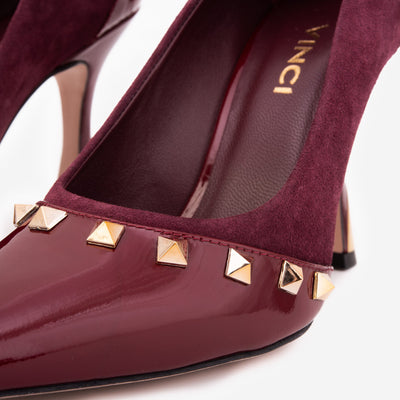 Vinci Leather The Bella Vita Studded Burgundy Leather Pump Women Shoe – product view 3