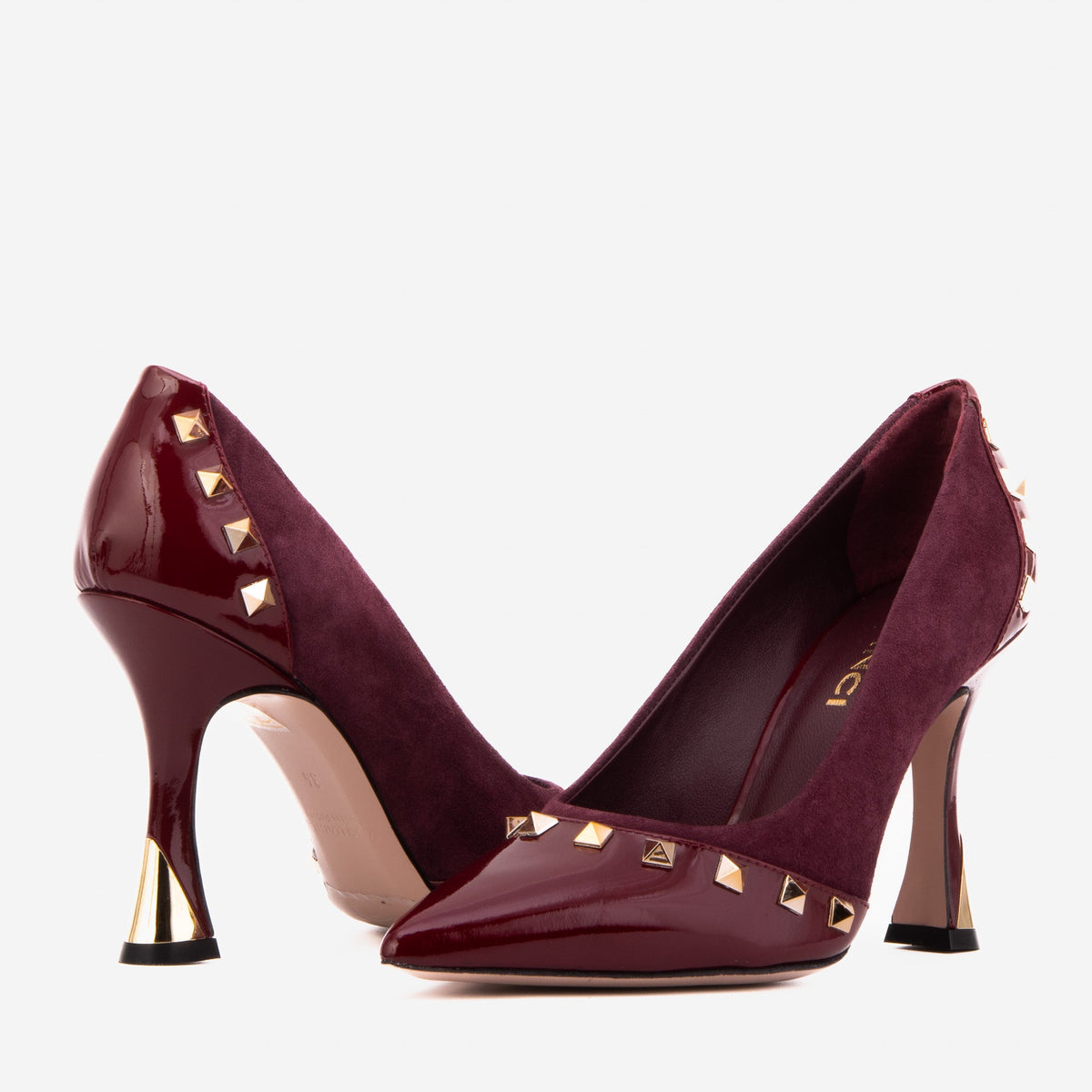 Vinci Leather The Bella Vita Studded Burgundy Leather Pump Women Shoe – product view 5