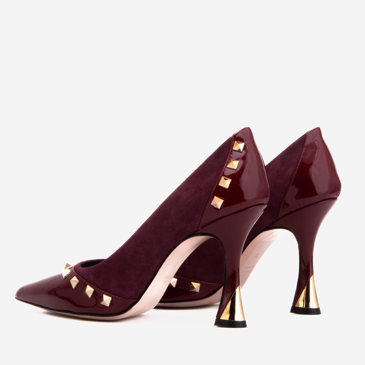 Vinci Leather The Bella Vita Studded Burgundy Leather Pump Women Shoe – product view 4