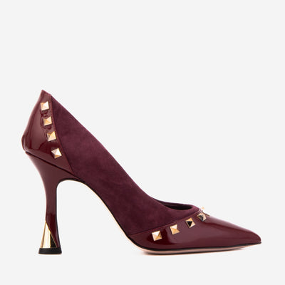 Vinci Leather The Bella Vita Studded Burgundy Leather Pump Women Shoe – product view 1