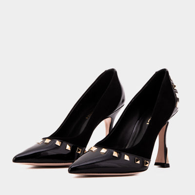 Vinci Leather The Bella Vita Studded Black Leather Pump Women Shoe – product view 2