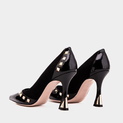 Vinci Leather The Bella Vita Studded Black Leather Pump Women Shoe – product view 5