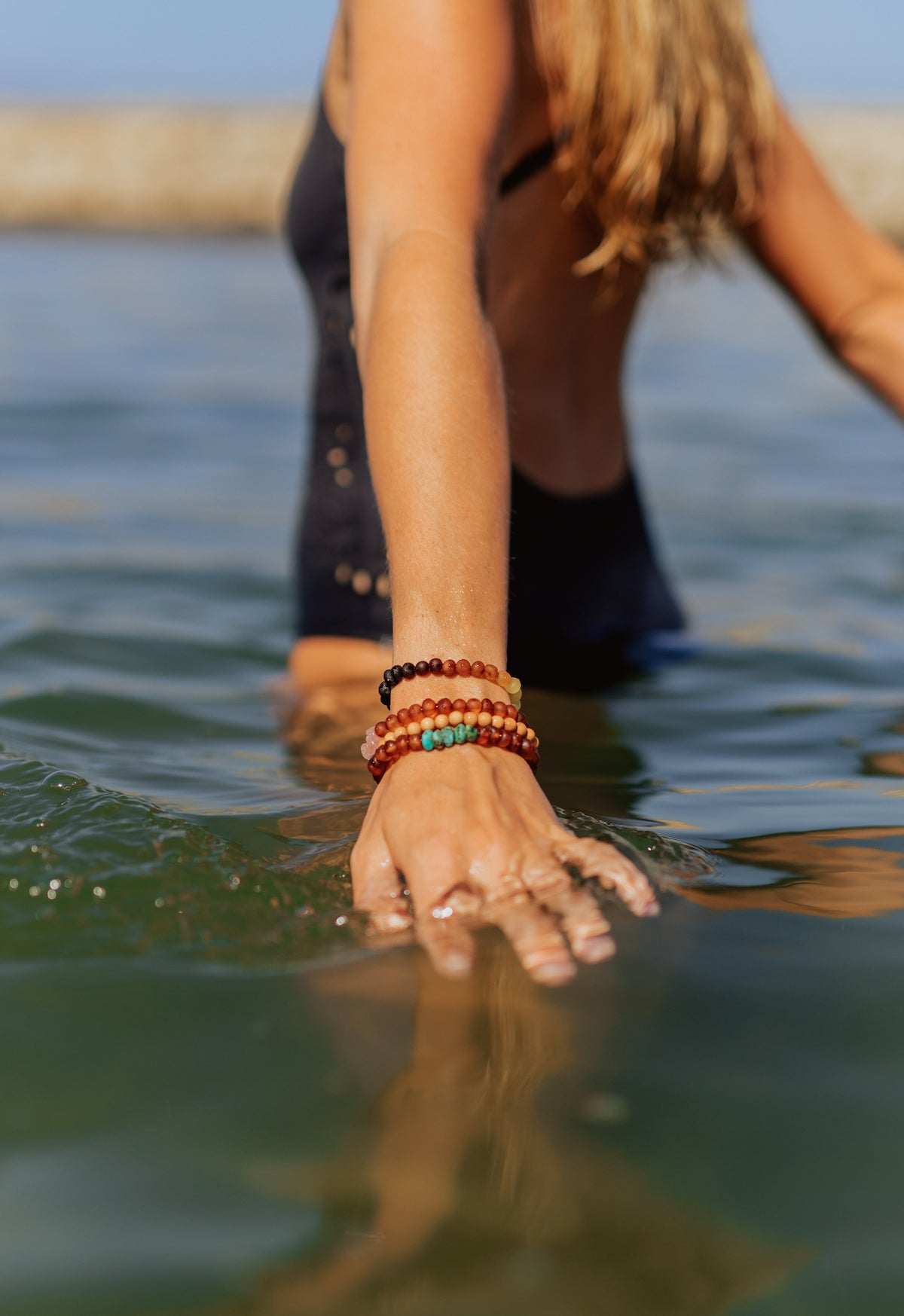Raw Cognac Baltic Amber + Raw Turquoise Jasper || Adult Bracelet