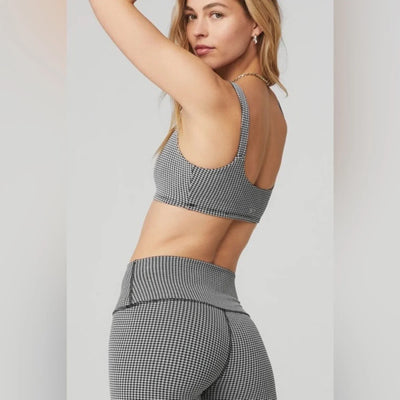 Alo Yoga Micro Houndstooth High Waist Women's Leggings — White/Black
