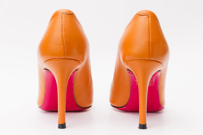 Vinci Leather The Maneadero Orange Leather Pump Fuchsia Sole Women Shoe – product view 3