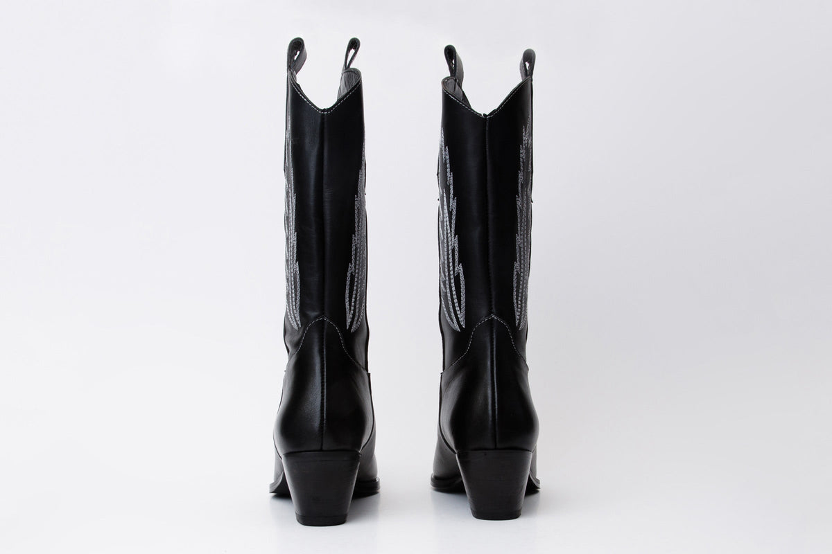 Vinci Leather The Togg Black Leather Cowboy Women Boot Final Sale! – product view 4