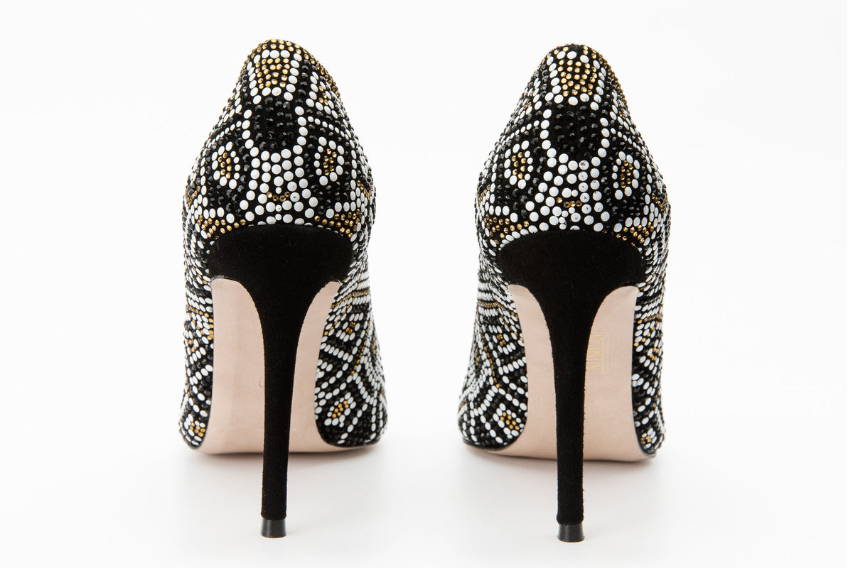 Vinci Leather The Nampula Black Glitter Leather Pump Women Shoe – product view 4