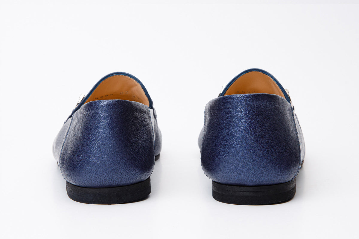 Vinci Leather Luanda Navy Blue Leather Women Flat Shoe – product view 4