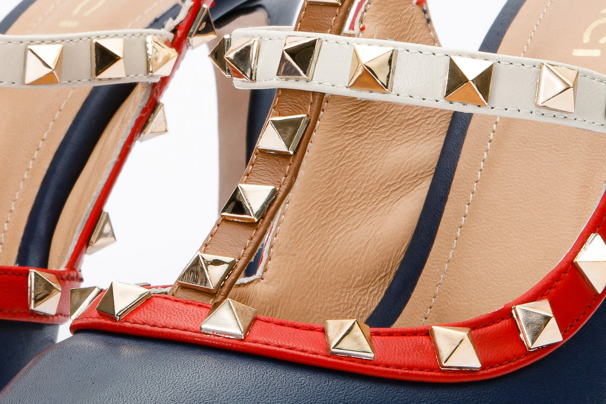The Sogi Navy Blue Leather Slingback Women Sandal