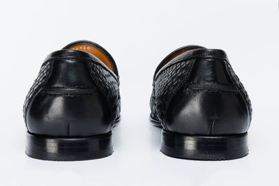 Vinci Leather The Mclean Shoe Black Leather Woven Tassel Loafer Men  Shoe – product view 4
