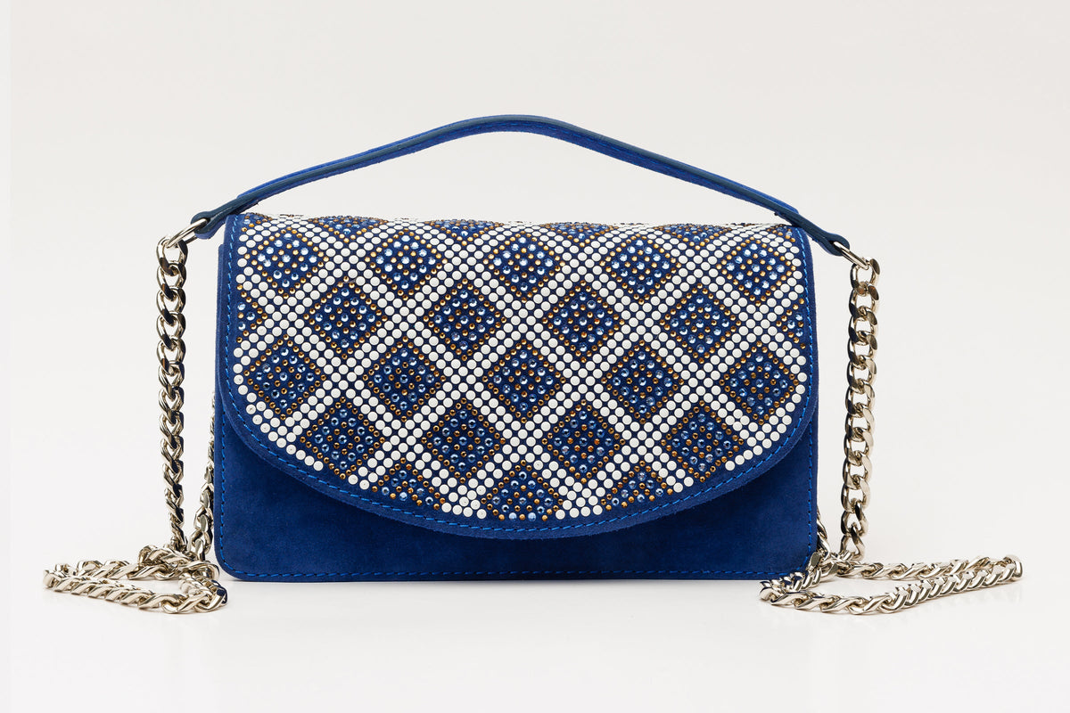 Vinci Leather The Nampula Sax Blue Glitter Leather Handbag – product view 2