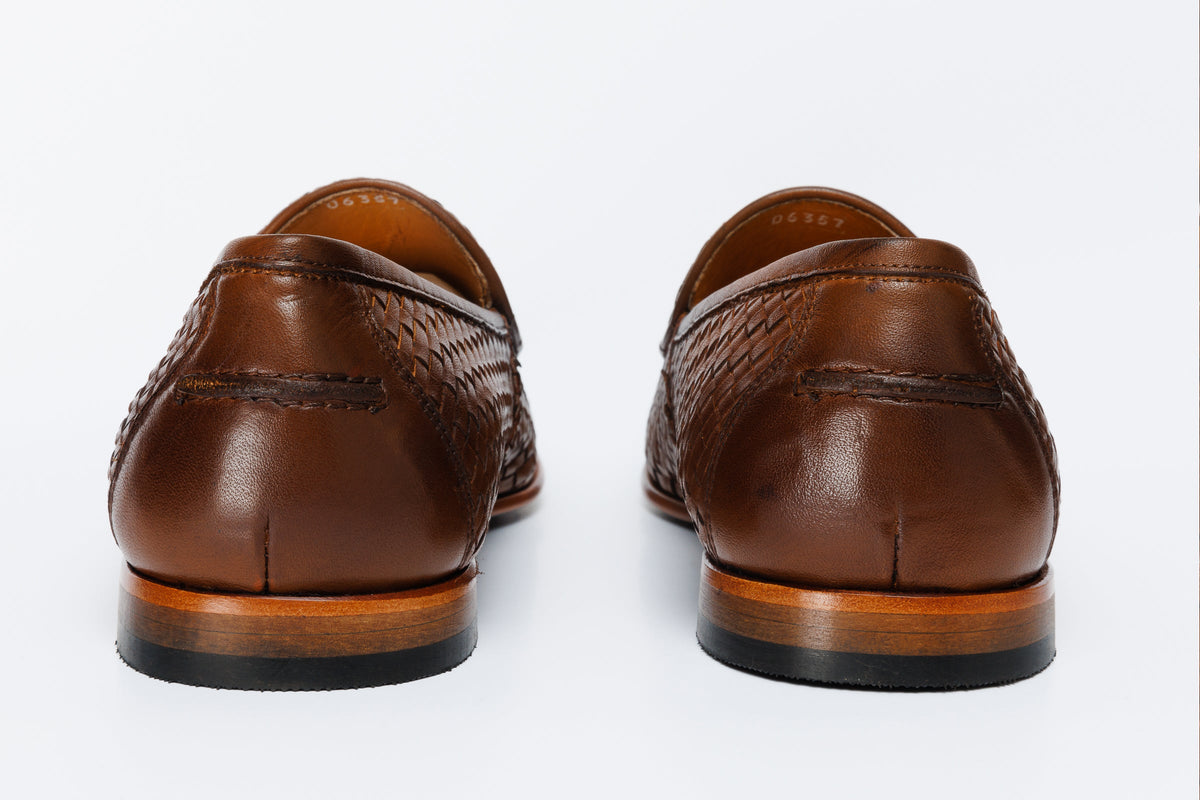 Vinci Leather The Mclean Shoe Tan Woven Tassel Loafer Men  Shoe – product view 4