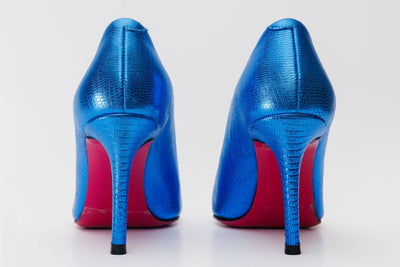 Vinci Leather The Maple Sax Blue Leather Pump Fuchsia Sole Women Shoe – product view 3